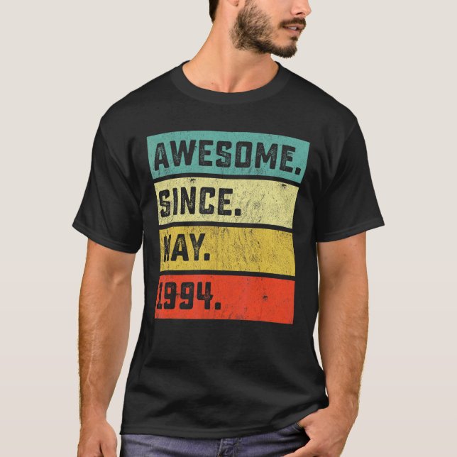 Camiseta 28.º Aniversário Impressionante Desde maio de 1994 (Frente)