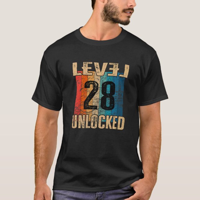 Camiseta 28. º Aniversário Nível da Vintagem Desbloqueada (Frente)