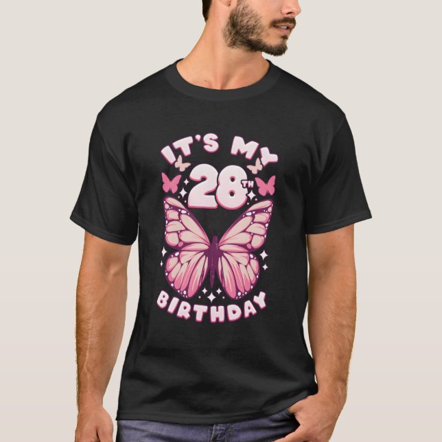 Camiseta 28 Anos Borboletas E Número 28 (Frente)