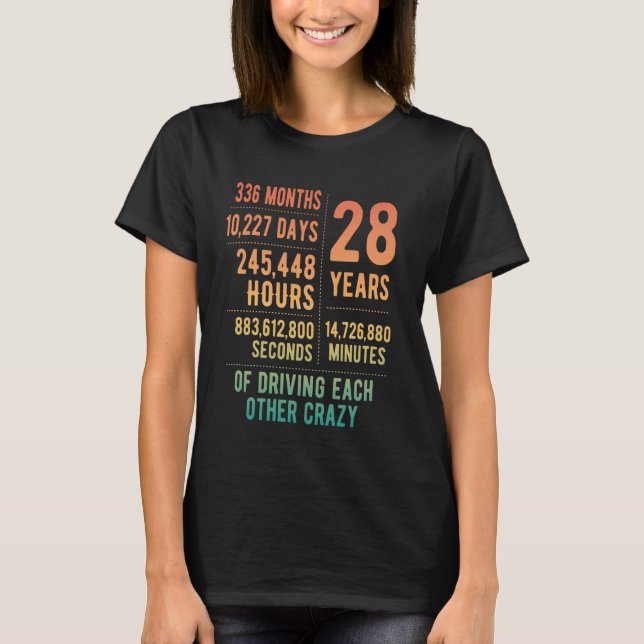Camiseta 28 Anos Casados Engraçado 28 Anos De Casamento (Frente)