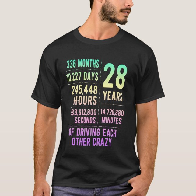 Camiseta 28 Anos Casados Engraçado 28 Anos De Casamento (Frente)