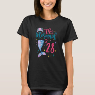 Camiseta 28 anos de Sereia Rainha 28 de Aniversário Mulhere