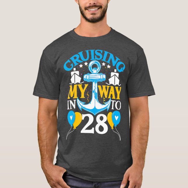 Camiseta 28 Year 28th Birthday Cruise  Men Women  Ship (Frente)