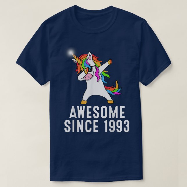 Camiseta 28th birthday, unicorn dab, Awesome since 1993  (Frente do Design)