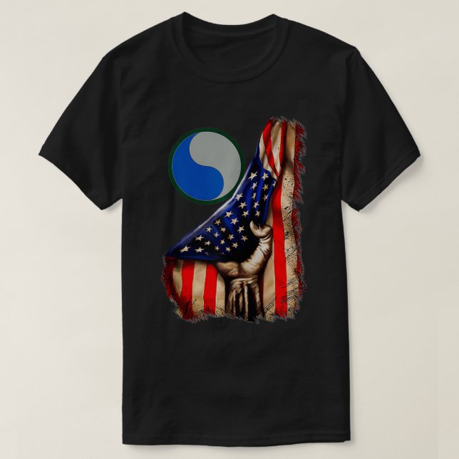 Camiseta 29ª Divisão de Infantaria Bandeira Americana Zip  (Frente do Design)