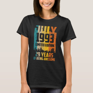 Camiseta 29º aniversário 29 anos é incrível desde julho de