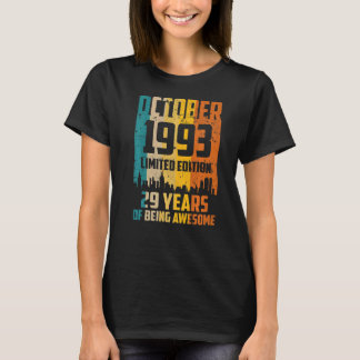 Camiseta 29º Aniversário 29 Anos Incrível Desde outubro de