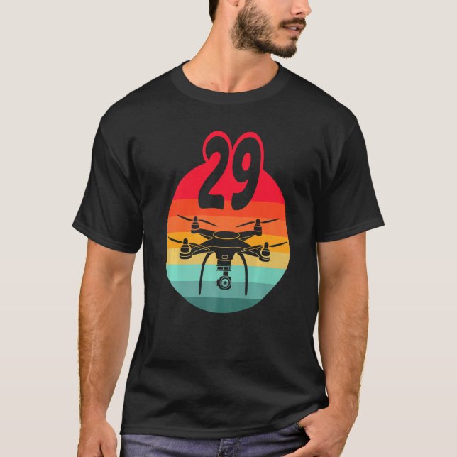Camiseta 29.º Aniversário I - Drones com controle remoto re (Frente)