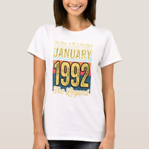 Camiseta 29.º aniversário O homem o mito a lenda Janeiro