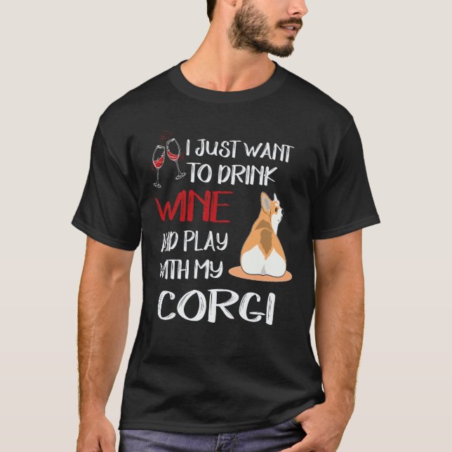Camiseta 29 Eu Só Quero Beber Vinho Corgi (Frente)