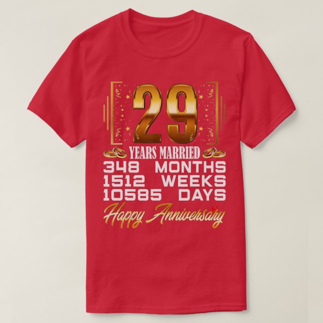 Camiseta 29 Years Married  Funny 29th Wedding Anniversary  (Frente do Design)
