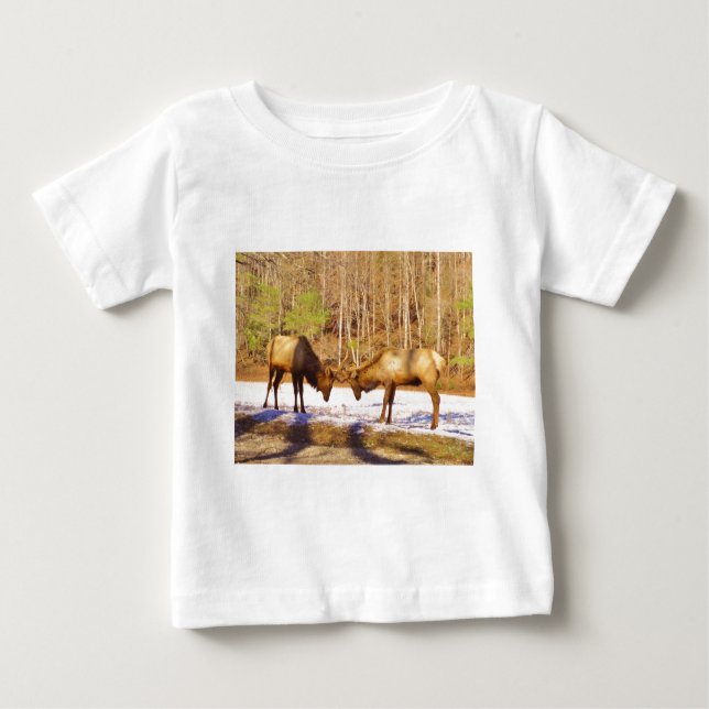 Camiseta 2~ 2 Bull Elk na neve (Frente)