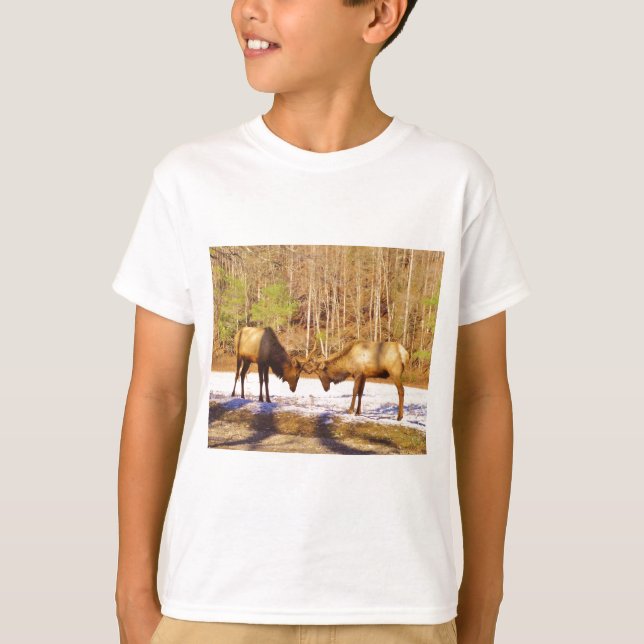 Camiseta 2~ 2 Bull Elk na neve (Frente)