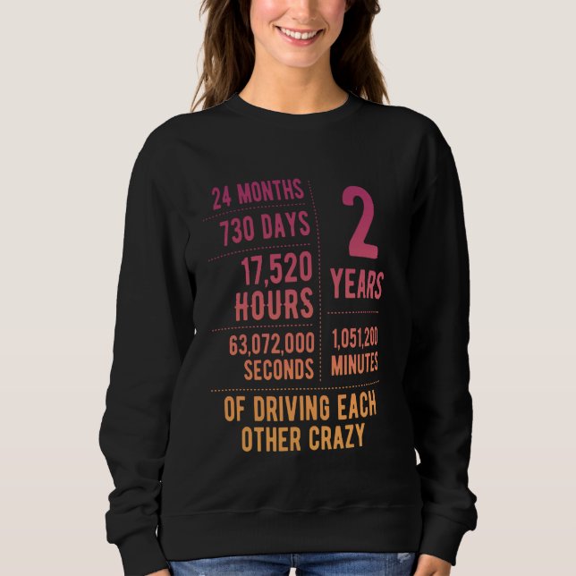 Camiseta 2 anos de casamento com segundo engraçado (Frente)