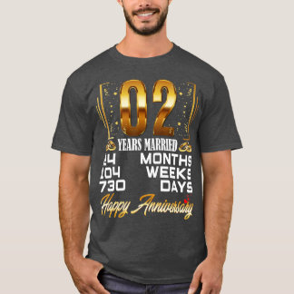 Camiseta 2 anos de casamento com segundo engraçado