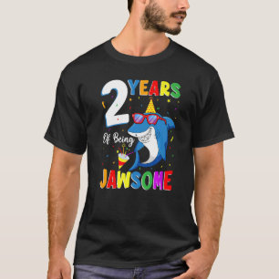 Camiseta 2 Anos De segundo aniversário De Tubarão Jawsome 2