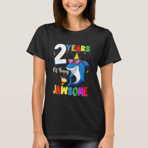 Camiseta 2 Anos De segundo aniversário De Tubarão Jawsome 2