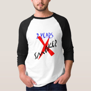 Camiseta 2 anos de X-fumador do vermelho