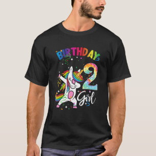 Camiseta 2 Anos segundo aniversário Tie Dye Unicorn Dabbing