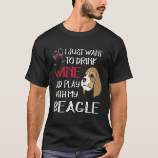 Camiseta 2 Beber Vinho E Brincar Com Meu Beagle