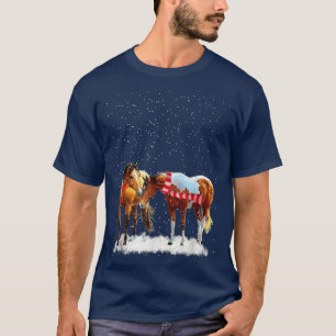 Camiseta 2 Cavalos Escarpa de inverno Cavalo de Natal Neve