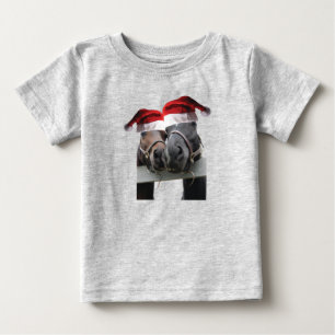 Camiseta 2 Cavalos vestindo chapéus de Papai Noel no Natal