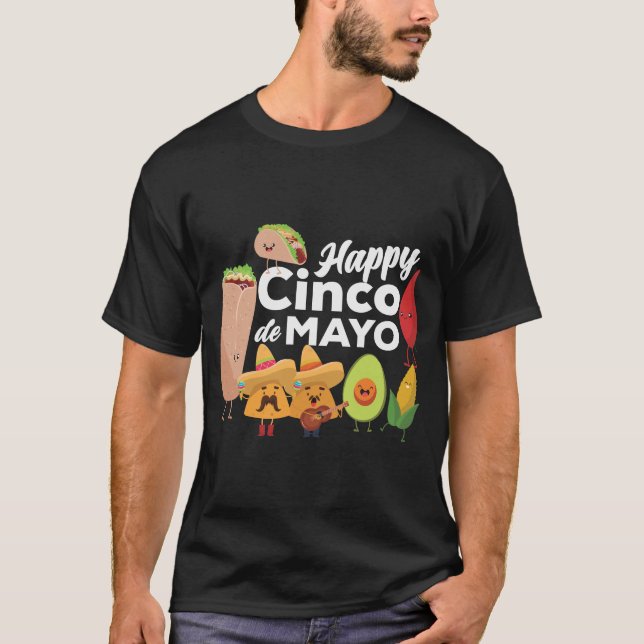 Camiseta 2. cinco feliz de Mayo da comida mexicana (Frente)