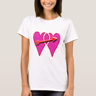 Camiseta 2 Corações Juntos no Amor - Modelo de seta