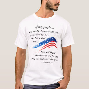 Camiseta 2 Crônicas 7:14 Escritura, Bandeira Americana