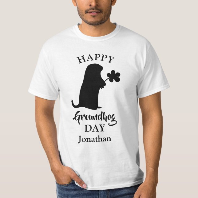Camiseta 2 de fevereiro | Nome Personalizado Feliz do Dia d (Frente)