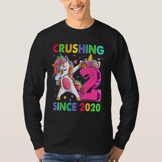 Camiseta 2 Esmagando Desde 2020 Dabbing Unicorn segundo Bir (Frente)
