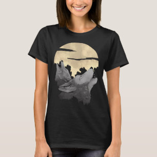 Camiseta 2 lobos uivam a lua à noite