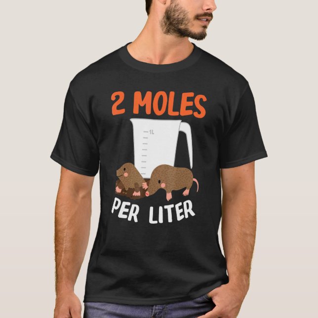 Camiseta 2 Moles por litro de Design de Química de Ciência  (Frente)
