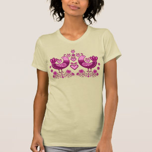 Camiseta 2 Pássaros do amor popular, Pássaros do povo escan