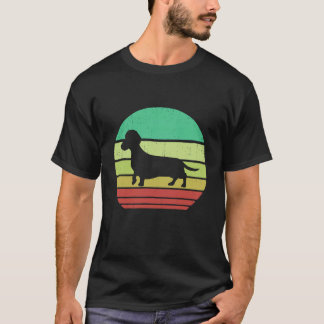 Camiseta 2 Retro Vintage Sunset Dachshund Dog Breed S