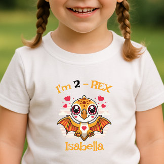 Camiseta 2-Rex Birthday Shirt – Custom Name Gift