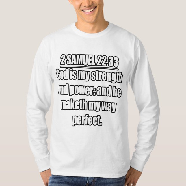Camiseta 2 Samuel 22:33 Versículo da Bíblia ARC (Frente)