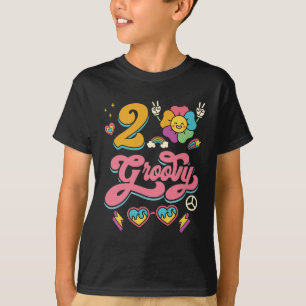 Camiseta 2 segundo aniversário De Groovy Menina De 2 Anos