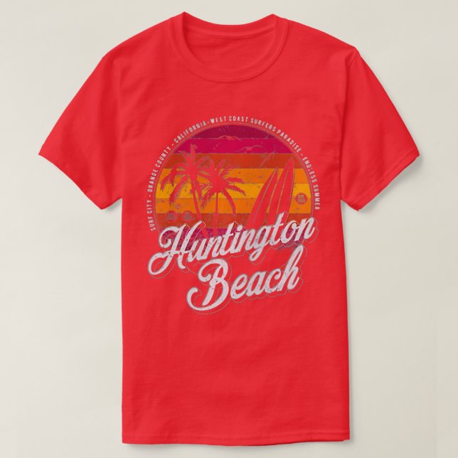Camiseta 2 Sided Huntington Beach Surf City California Vint (Frente do Design)