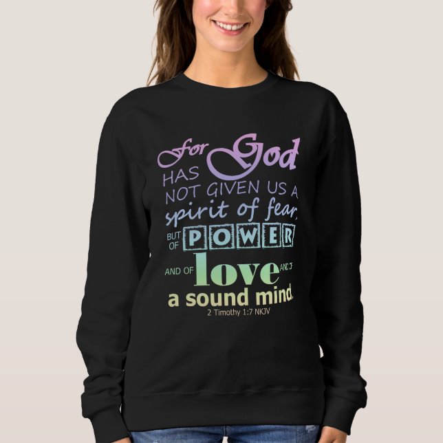 Camiseta 2 Timothy 1:7 Scripture Power Love Mind (Frente)
