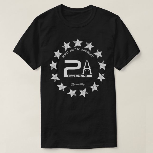 CAMISETA 2A SECOND 2ND II AMENDMENT SHALL NOT BE INFRINGED  (Frente do Design)