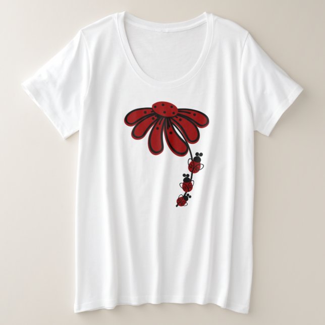 Camiseta #2Ladybug  de dupla face Feminino Plus-Size (Frente do Design)