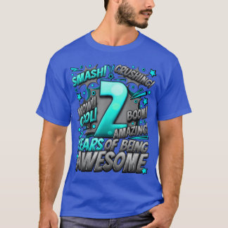 Camiseta 2nd Birthday Comic Style Awesome Since 2021 2 Year