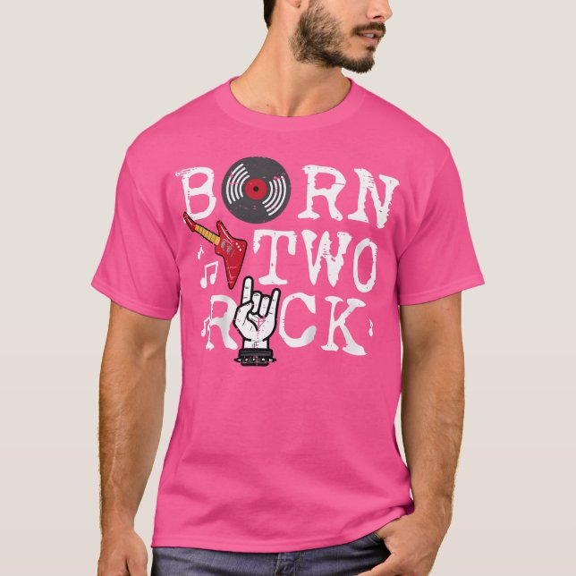 Camiseta 2Nd Birthday Guitar Born Two 2 Rock Rocker Bday Bo (Frente)