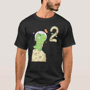 Camiseta 2nd Birthday Two Years Old Astronaut T Rex Dino Di