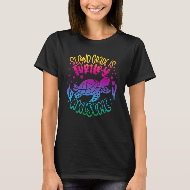 Camiseta 2nd Grade Back To School Teacher Boy Girl Turtle L (Frente)