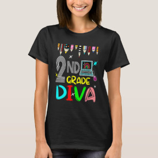 Camiseta 2nd Grade Diva Colorful Pencils Students First Day