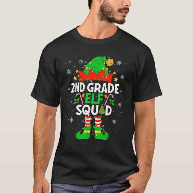 Camiseta 2nd Grade Elf Squad Christmas Second Grade Xmas Te (Frente)
