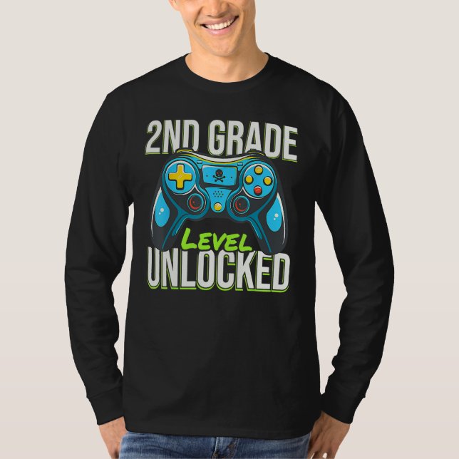 Camiseta 2nd Grade Level Unlocked  Back To School Gamer Boy (Frente)