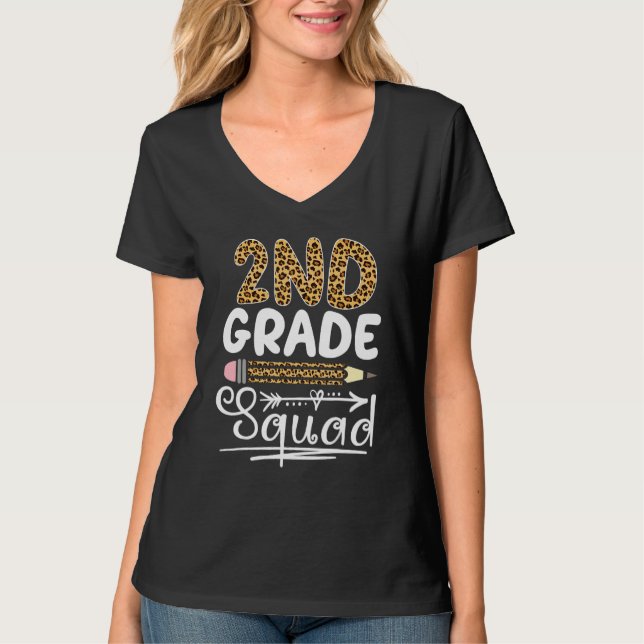 Camiseta 2nd Grade Squad Leopard Back To School Second Grad (Frente)